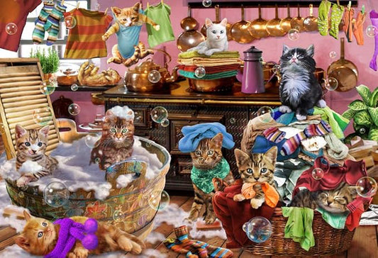 Vermont Christmas Company Kittens in The Kitchen Jigsaw Puzzle 100 Piece, Large Pieces Perfect for Kids and Seniors