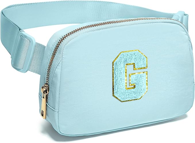 Gitus Gifts for 8 9 10 11 12 Year Old Girls Belt Bag Fanny Pack Crossbody Bags with Initial Letter Patch Cute Stuff Birthday Gifts for Teen Girls Women Personalized Trend Stuff (Icing Blue-G)
