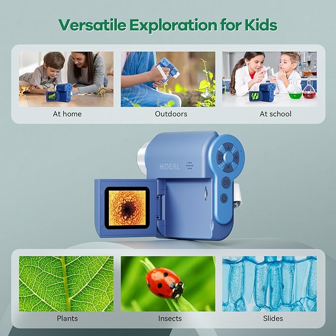 HP20 IPS Microscope for Kids: [3-in-1] [Easy and Fun] 2" Portable Handheld Microscope Miniscope, Pocket Mini Scope Educational Science Kit, Christmas Birthday Gifts for Kids, 32GB, Blue