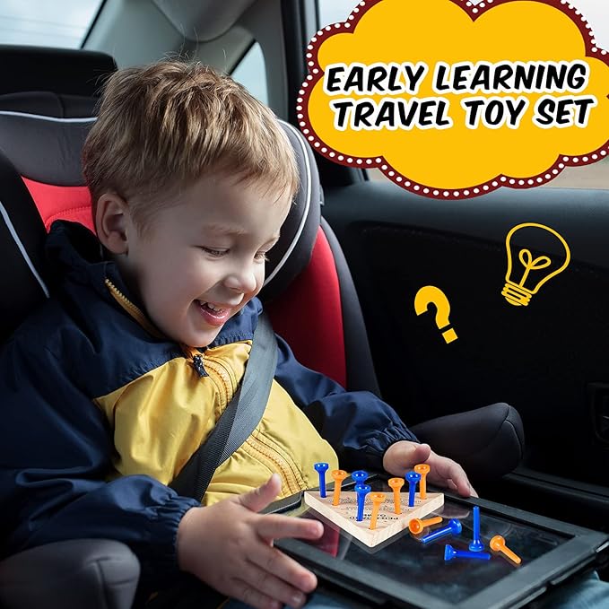 Zhanmai Wooden Triangle Peg Game, 3 Sets, Educational Board Game for Teens and Adults, Travel Size, Strategy Toy, Operation Christmas Toys Fun Learning Puzzles(Blue Orange)