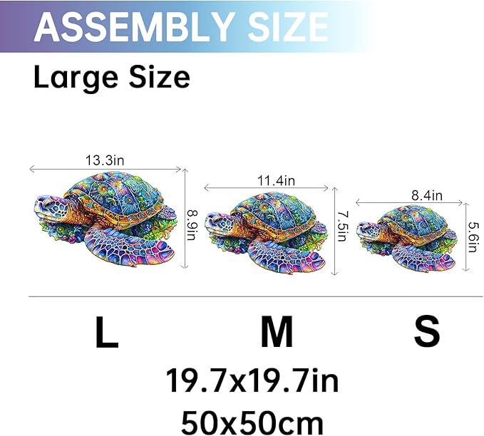 Jigfoxy Wooden Puzzles for Adults, Sea Turtle Wood Puzzles Adult, Unique Animal Shape Wooden Jigsaw Puzzles for Adults, Birthday Gifts for Puzzle Lovers, Family, Friend (L-13.3 * 8.9in-220pcs)
