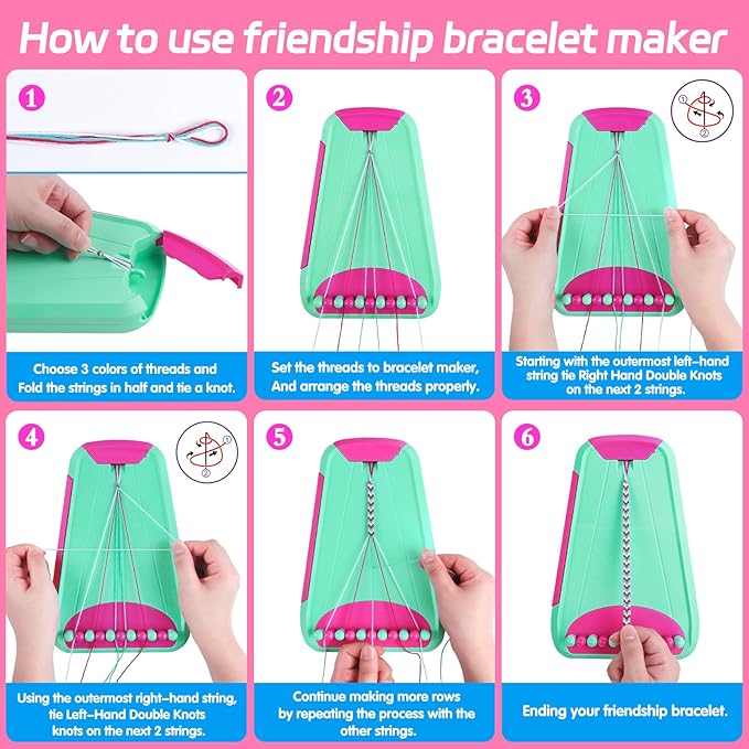 Arts and Crafts for Kids Ages 8-12,Friendship Bracelet Making Kit for Girl,Kids Jewelry Making Kit with 28 Pre-Cut Threads,Christmas Birthday Gifts for Ages 6 7 8 9 10 11 12 Year Old Green Rose