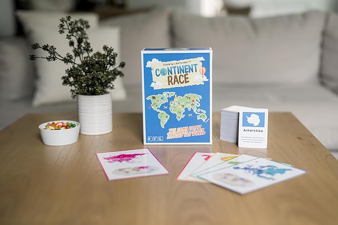 Continent Race Geography Educational Board Game for Kids, Tweens, Family, Friends, Teachers and Classrooms - Learn About Flags & Countries Around The World