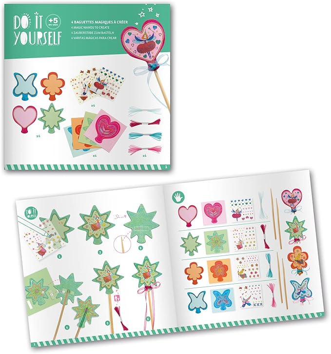 DJECO DIY Little Fairies Magic Wand Craft Kit - Create Your Own Fairy Wand - Arts & Crafts for Little Ones - Fun & Creative for Family & Friends - Creative Kit for Children 5+ Years