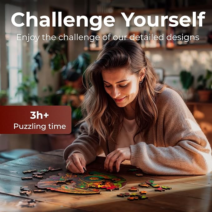 CRAFTHUB Animal Wooden Puzzles for Adults – A4 Nectar Quest Hummingbird with 114 Pieces – Jigsaw Puzzles with Unique Animal Shapes – 7.7"x7.8"