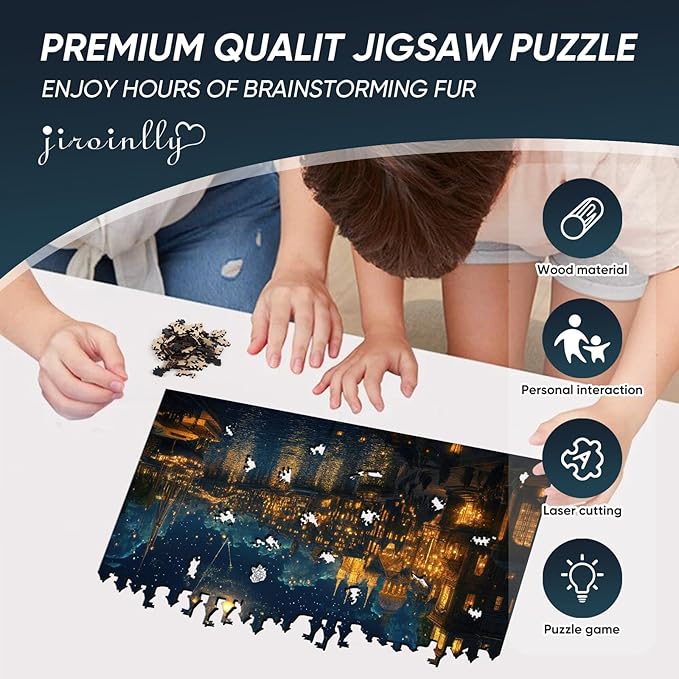 Wooden Puzzles for Adults 500 Piece, Hard Impossible Puzzles for Adults, Unique Shaped Landscape Painting Challenge Puzzle, Exquisite Packaging, Best Gifts for Family Friends, Brain Games