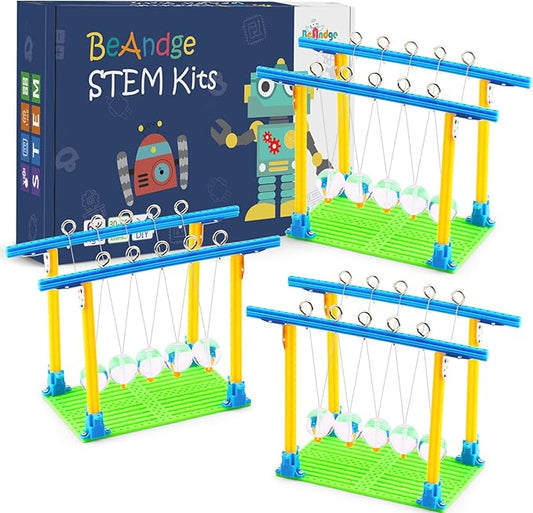 Bulk STEM Kits for Kids Age 8-10, 3 Sets of Newtons Cradle, Science Kits for Kids Age 8-12, Robot Building STEM Toys for Boys Ages 8-13, Robotics Engineering Crafts for Girls 6-8 10-12
