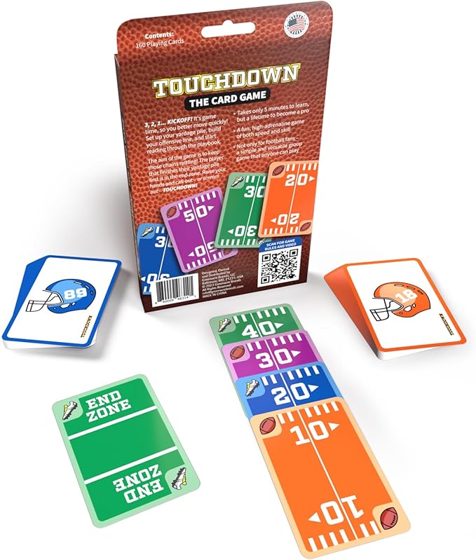 Fast-Paced, Football Themed Card Game That Anyone Can Play, 2-4 Players, Fun Card Games for Adults, Kids, Families and Game Nights, Stocking Stuffers, Football Gifts