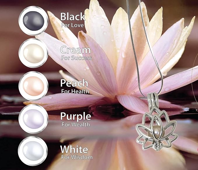 My Inspirations Precious Pearl – Lotus Pendant with 20" Chain, Pearl in Oyster DIY Necklace KIt, Unique Gift Set