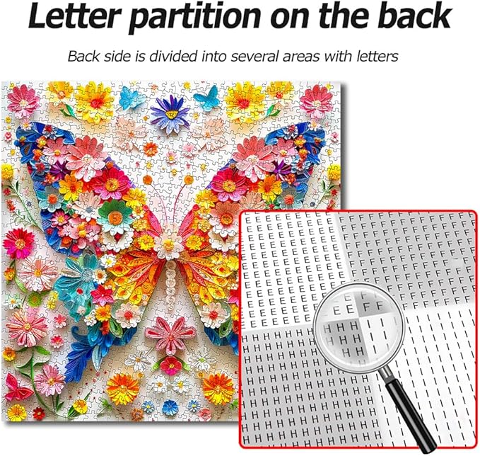 Bgraamiens Floral Butterfly Symphony-1000 Pieces Paper Flower Butterfly Puzzle for Adults, Unique Flowers Art,Perfect for Game Nights