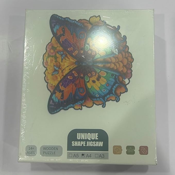 Wooden Puzzles for Adults, Unique Puzzles for Adults, Irregular Animal Shaped Wooden Jigsaw Puzzles, Creative Birthday Gift,11.8 x 9.1 inch, Butterfly