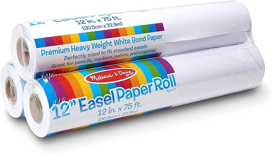 Melissa & Doug Tabletop Easel Paper Roll (12 inches x 75 feet), 3-Pack