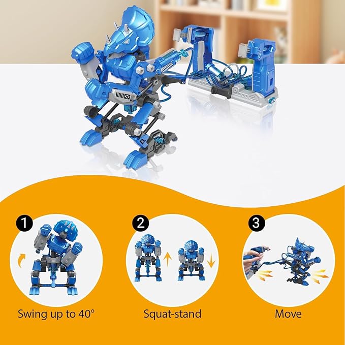 Hydraulic Boxing Bots, STEM Building Kit for Kids, Build 2 Hydraulic-Powered Battle Robots for Kids, STEM Educational Fighting Robots Toy Set, Gift for Birthday for Boys & Girls Ages 8-16