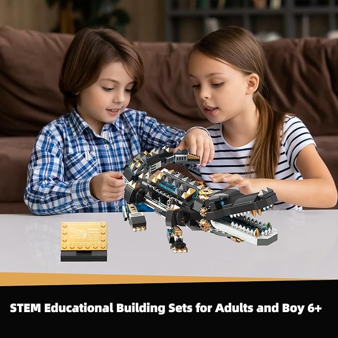 541 Piece Crocodile Building Sets,Sea Creatures Creative Model Building Kit,STEM Dinosaur World Park Building Toy, Mechanical Animal Brick Set,Christmas Birthday Gifts for Boys,Teens, Adults