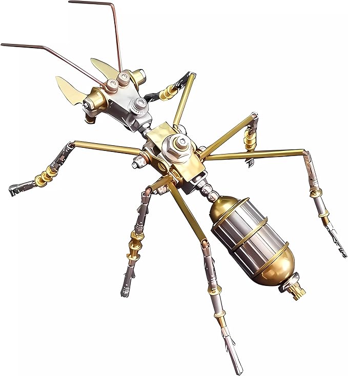 3D Steampunk Mechanical Insect Puzzle Kit - DIY Metal Assembly Model for Adults, Unique Retro Brass Sculpture Craft for Home Office Decoration (Ant B)