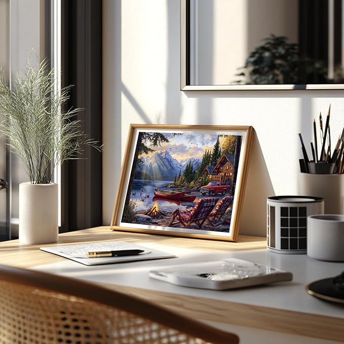 GLOBLELAND 300Pcs Canoe Lake View Wooden Jigsaw Puzzles for Adult Lake Sunset Colorful Unique Animal Shaped Jigsaw Puzzles for Holidays Birthday Gifts