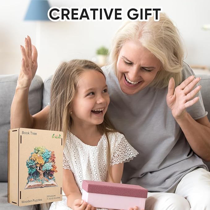 Wooden Puzzles for Adults, 500 Pieces Tree Book Wooden Jigsaw Puzzles, Unique Shaped Puzzle Gift for Adults and Kids on Birthday, Thanksgiving, Challenging Family Puzzle Games (16.9“*16.1")