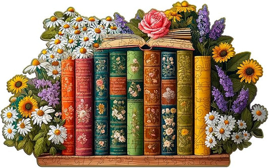 Wooden Puzzles for Adults - Blooming Flowers Wooden Jigsaw Puzzle, Unique Shape Flower Wood Puzzles Adult, Wall Art Home Decor, Gifts for Family and Friends (M-11.6 * 7.2in- 142 Pieces)