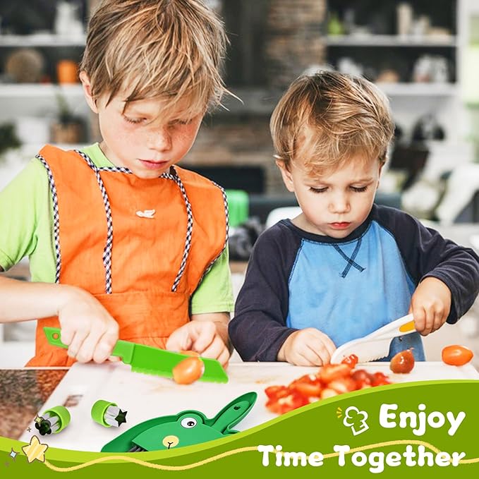 Montessori Kitchen Toys-14pcs Toddler Toys Kids Cooking Sets Real with Safe Knife Set Gift for 2-3-4-5-6-7-8 Years Old