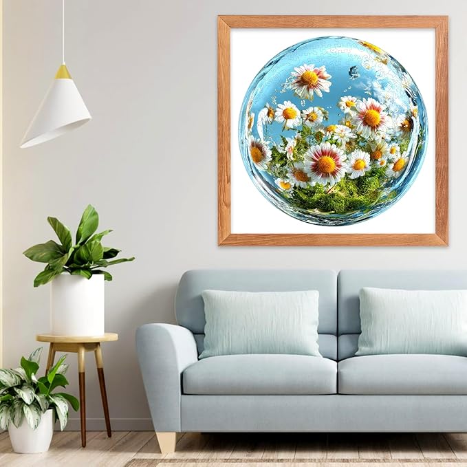 Wooden Puzzles for Adults 500 Pieces, Water Drop Daisy Jigsaw Puzzles, Unique Design Adult Puzzles for Family Brain Game Gift, 16.5x16.5 inch