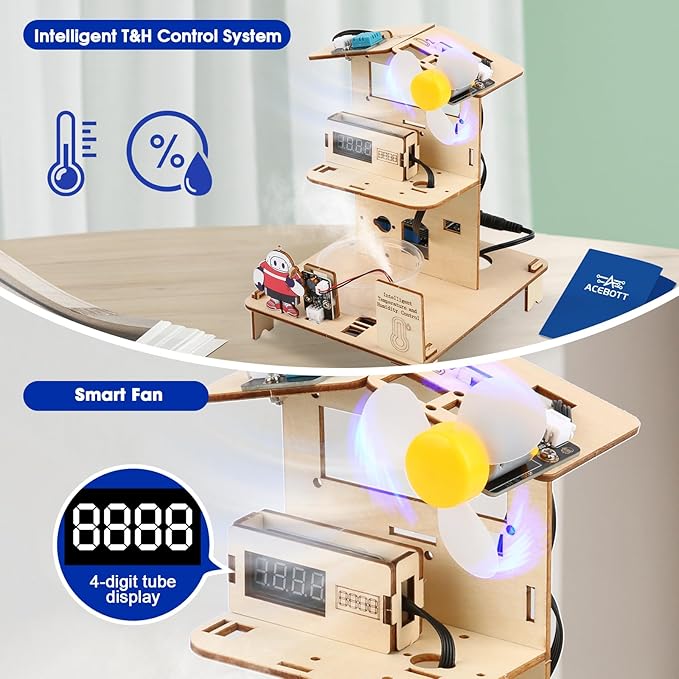 ESP32 STEM Science Kits for Kids Ages 8-10-12, 3 in 1 Smart Home Education Kit, Wooden 3D Puzzles Toys Children's DIY Building Crafts Model Set, Christmas Birthday Gift for Girls Boys