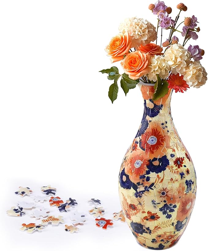 Unique 3D Puzzle for Adults - 160 Pieces of Puzzle Flower Vase, Blossoming Flowers Themed Art Projects Gift for Women Housewarming Home Decoration