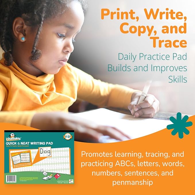 Channie's Visual Handwriting Workbooks 2 Pak! for 1st - 3rd grades 80 pages 8 x 11.5 Quick Improvement with visual guidance.