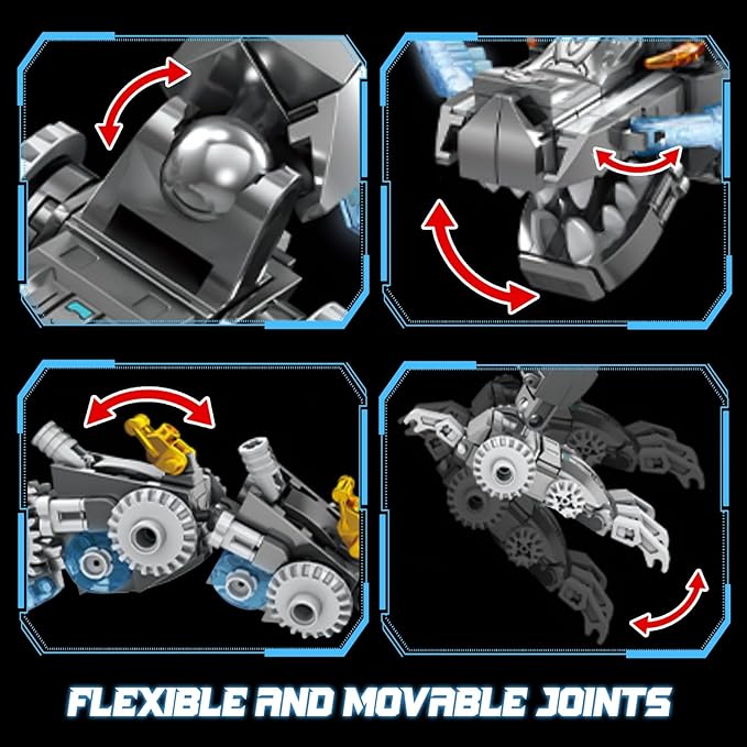 HIGH GODO Dragon Building Blocks Sets for Adults, 2 in 1 Grey Mechanical Dragon Animal Building Model Collectible Display Toys, Cool Creative Gifts for Boys Teens Fans (1390 Pcs)