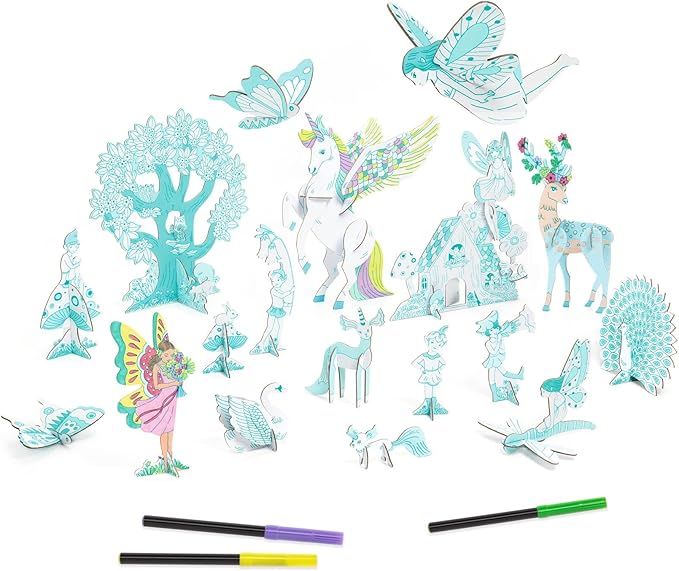 DJECO DIY Cap Fairy World Play Kit - Create Your Own Fairy World - Arts & Crafts for Kids - Fun & Creative for Family & Friends, Perfect for Gift for Children 5+ Years Girls & Boys