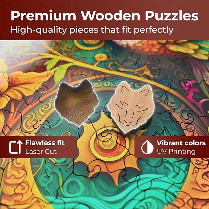 CRAFTHUB Animal Wooden Puzzles for Adults – A4 Nectar Quest Hummingbird with 114 Pieces – Jigsaw Puzzles with Unique Animal Shapes – 7.7"x7.8"