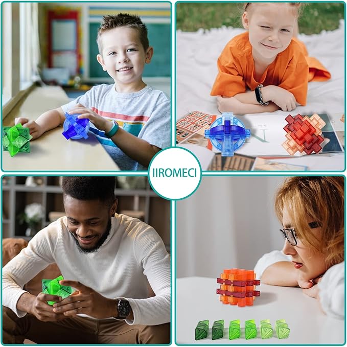 Brain Teasers Puzzle for Kids and Adults, 3D Unlock Interlock Puzzles Box, Mind Test Challenge Game, Thinking Games for Family Game Night