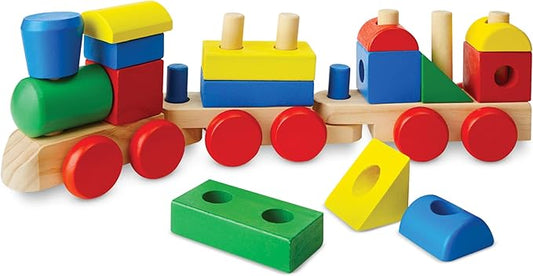 Melissa & Doug Stacking Train - Classic Wooden Toddler Toy (18 pcs)