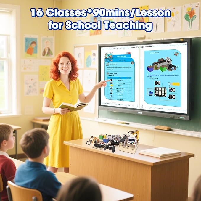 IoT STEM Kit for Kids，Smart Factory Starter Kit for Arduino ESP32，3D Wooden Puzzles DIY Model Science Educational Set Building Toys for Adults Teens 10+