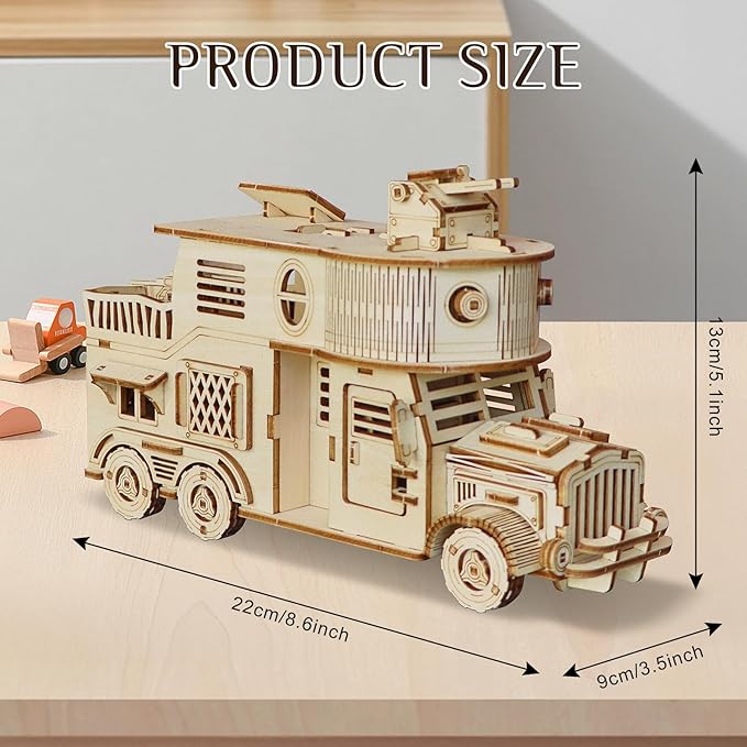 3D Wooden Puzzle for Adults, DIY Motor Home Model, Creative Assembly Model Building for Adults, DIY Assembly Puzzle, Woodcraft Kit for Christmas Day
