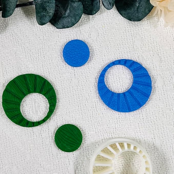 Xaekicr Sunburst Ring Polymer Clay Cutters – Textured Circle Clay Cutters and Tools for Polymer Clay Jewelry Making and DIY Earrings