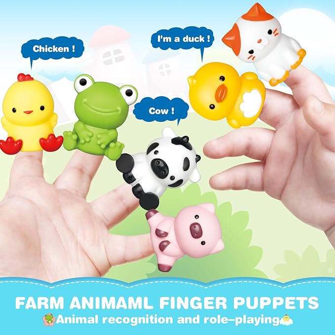 Learning Toy for Toddlers 1-3, Electric Toys Trains with Lights, Music & Steam, Counting, Matching & Sorting Montessori Toy with 6 Animal Finger Puppets, Birthday Xmas Gifts for Baby Boys Girls 12-18M