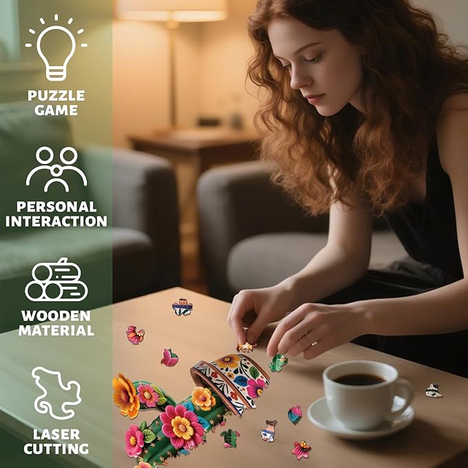 Cactus Wooden Puzzles Adults, 200 Piece Puzzles Vase for Adults Cactus Jigsaw Puzzle Art Unique Shape Puzzle Gift Fun Challenge Family Game Home Decor