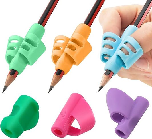 Stylo Pack of 6 Pencil Grips for Kids Handwriting Perfect Pencil Holders Home Schooling and Preschool Writing Tools Assorted Pen Grips Christmas Gifts (Pack of 6, Multicolored)