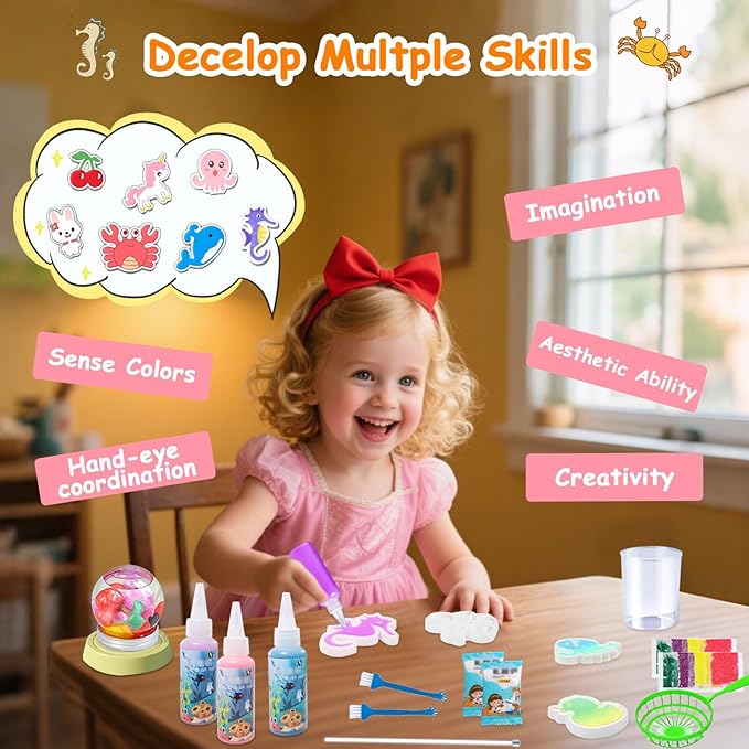TSMJUWND Magic Water Elf Toy Kit, Squishy Maker Kits with 33 Colors Magic Gels, 20 Shapes Molds and 8 Elf Powder Craft Kits for Party Festival Christmas Birthday Gift for Kids Boys Girls