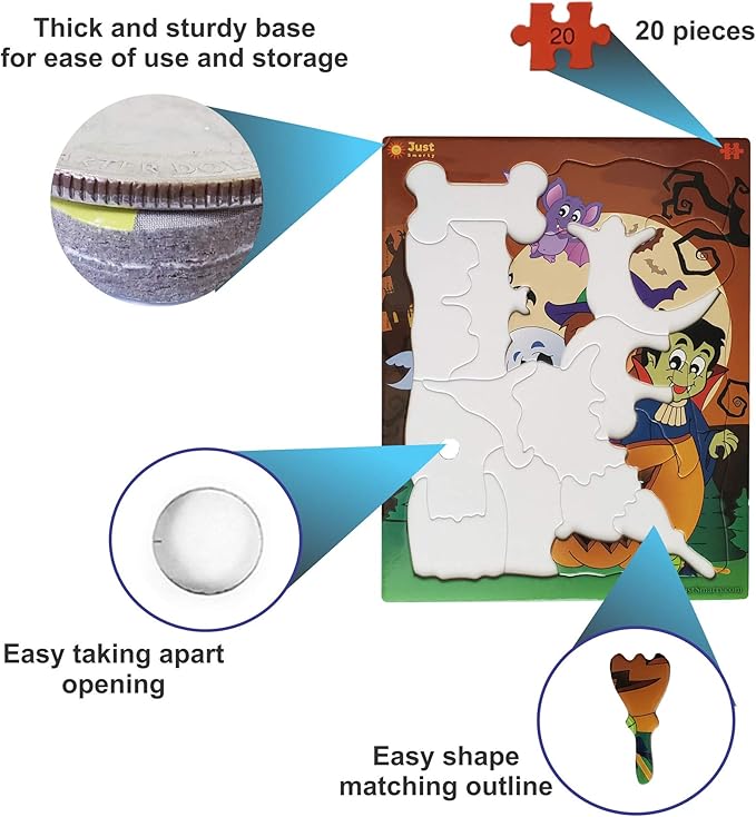 Halloween Puzzles for Kids Ages 3-5 | 20 Piece Puzzle for Boys & Girls Best Gift | Unique Shapes | Halloween Toys for Kids 3-5 | Party Games for Toddlers