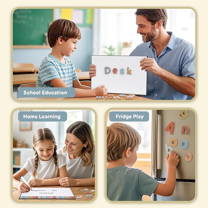 Joyreal Magnetic Alphabet Letters with Magnet Board, Neutral Magnetic Letters for Fridge & Classroom, Foam ABC Magnets for Toddlers Learning, Preschool Educational Toys Gift