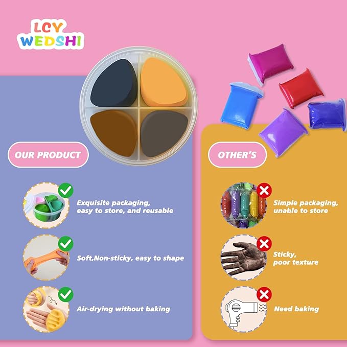 Air Dry Clay Kit for Kids, DIY Model Magic Clay, 24 Colors Animal Modeling Clay with Sculpting Tools, Ultra Light & Soft Creative Arts and Crafts Toys Gifts for Boys Girls