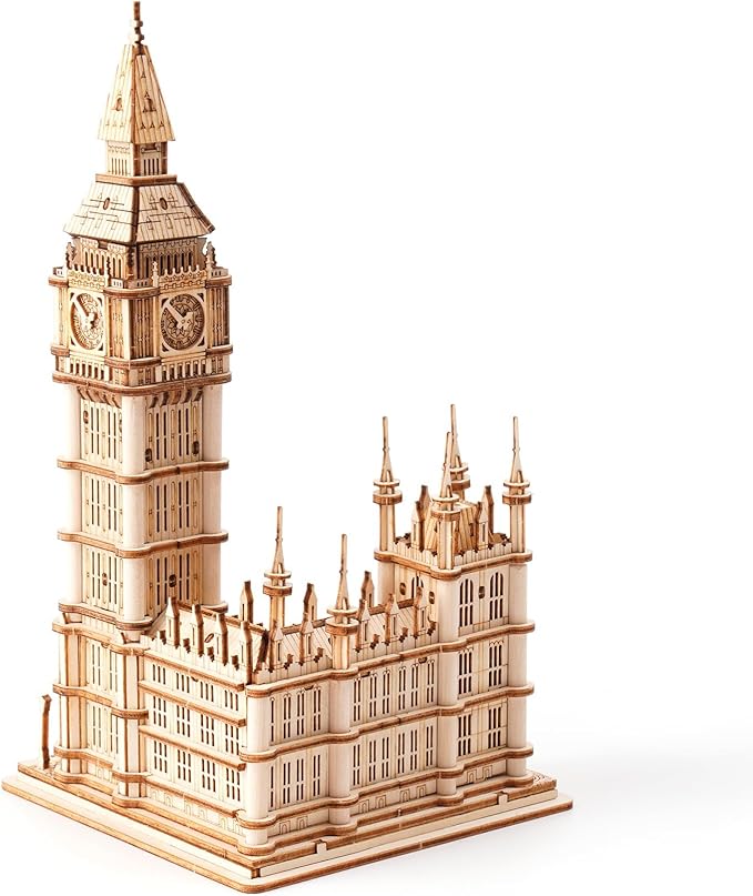 Rolife 3D Wooden Puzzles for Adults Big Ben -220 Pieces 3D Puzzle Wood London Architecture Model Craft Kits Birthday Gift for Teens/Adults Desk Decor