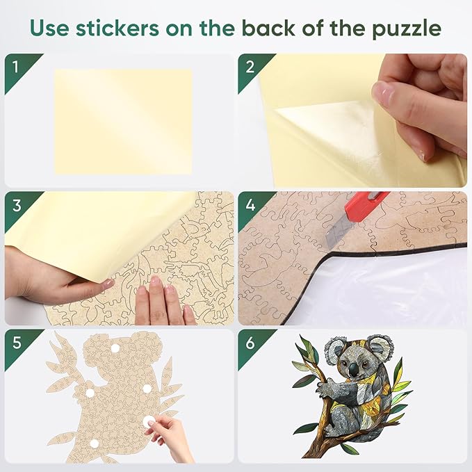 Wooden Puzzles for Adults, Koala Jigsaw Puzzles 500 Pieces, Unique Shaped Puzzle for Adults and Kids, Christmas Birthday Gift Family Game 16.6X 16.9 Inch