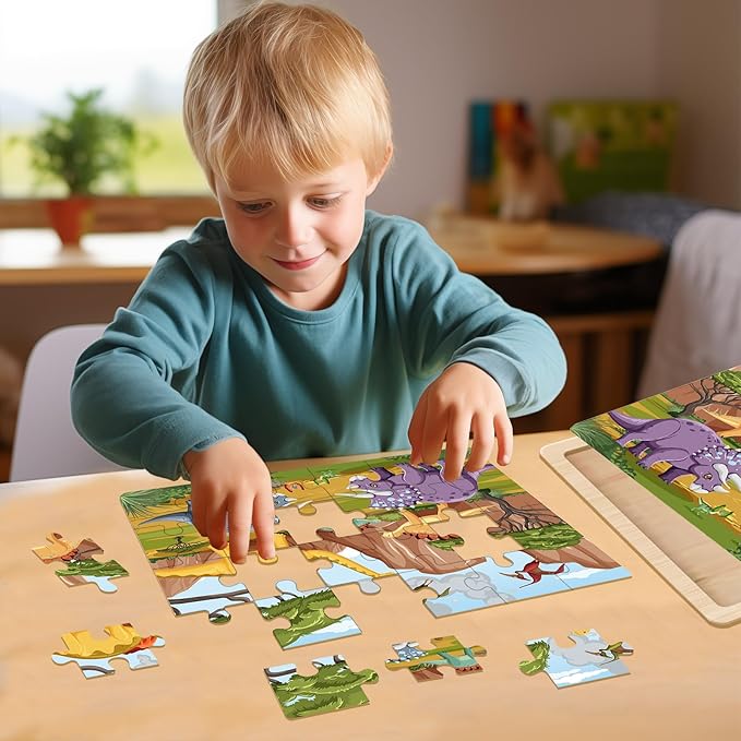 Puzzles for Kids Ages 4-6 24 Pieces Wooden Puzzles for Toddlers Ages 4 5 6 7 8 Year Olds Kids Puzzle Toys Children Jigsaw Puzzles for Boys and Girls Gifts