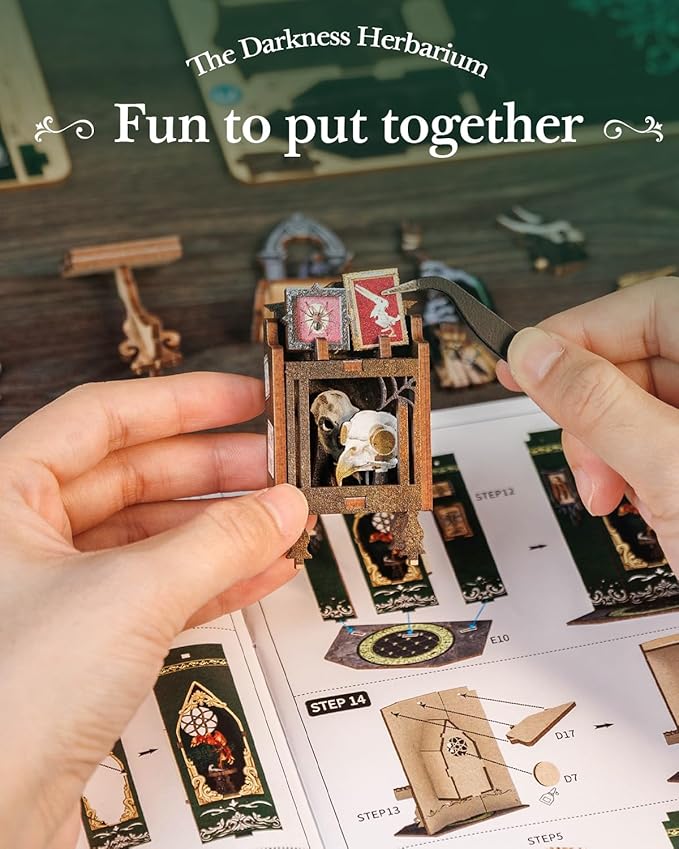 CUTEBEE Book Nook Kit, DIY Miniature House Kits for Adult and Teens, Dollhouse Mini Booknook Magic House Bookshelf, DIY Craft Gifts for Family and Friends（The Darkness Herbarium）