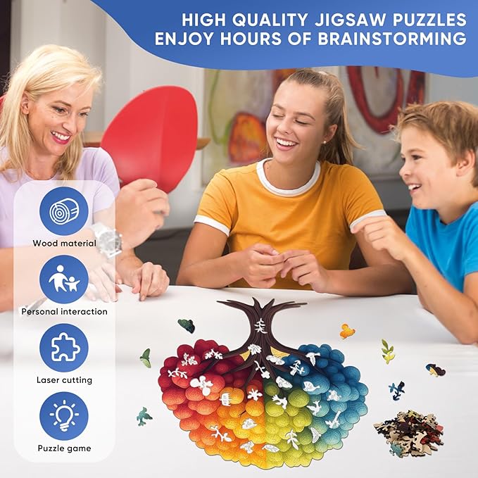 Wooden Puzzle for Adults, Balloon Tree Jigsaw Puzzles for Adult, Unique Pieces Wood Cut Puzzles, Exquisiten Box Packaging, Toys for Friends Family (M-18.4 * 17.4in-456pcs)