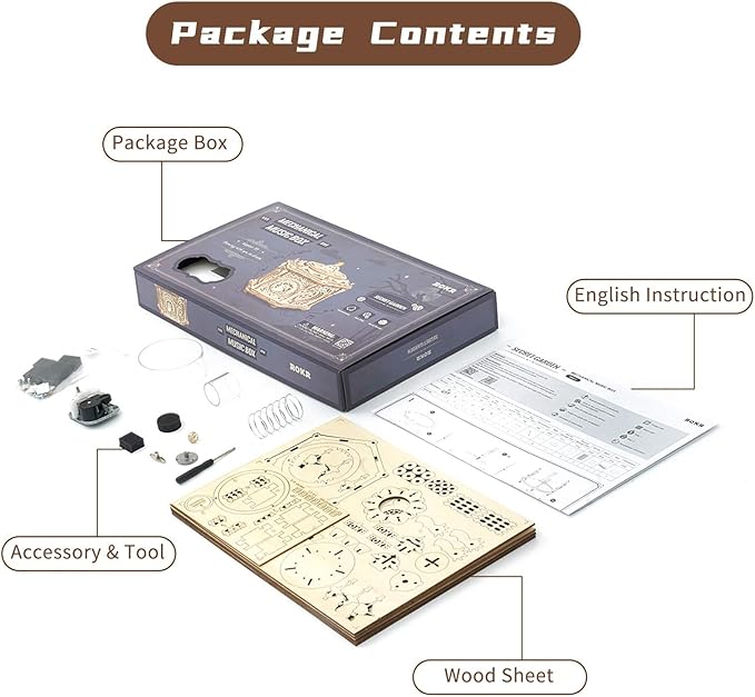 ROKR 3D Wooden Puzzles Music Box (Secret Garden) - Model Kits for Adults Spinning Musical Jewelry Box Vintage Keepsakes Storage, Gifts for Teens/Woman/Man