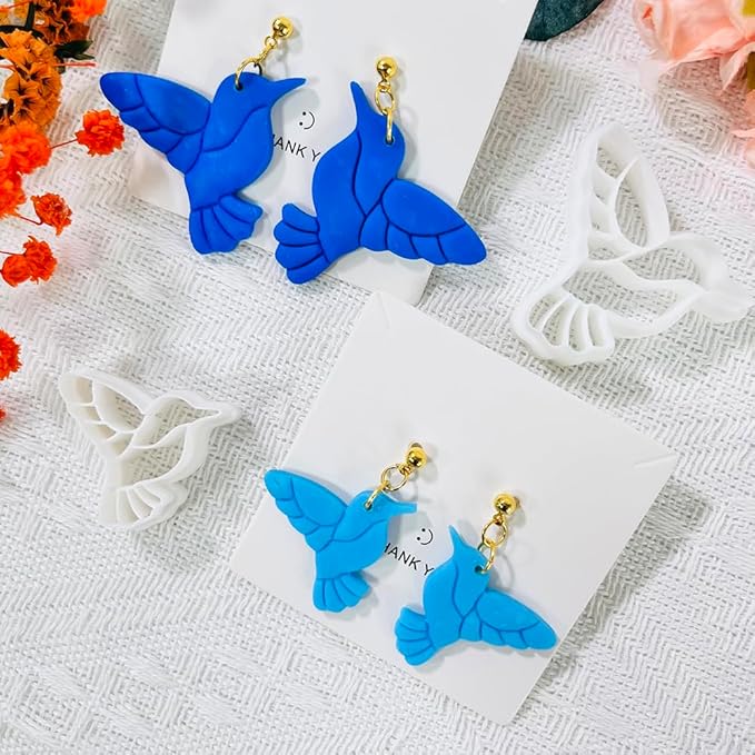 Hummingbird Polymer Clay Cutters – 4 Pcs Clay Cutters for Polymer Clay Jewelry, Bird Shape Clay Earring Cutters, DIY Clay Tools for Earrings and Crafts