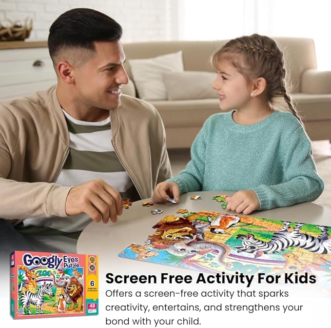 Masterpieces – 48 Piece Jigsaw Puzzle for Kids 4+ Years, Fantasy Friends with Googly Eyes, Educational and Fun Game, Gift Idea for Children, 19" x 14